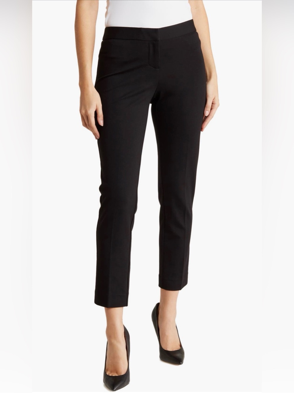 Amanda & Chelsea Black Cropped Straight-Leg Pants